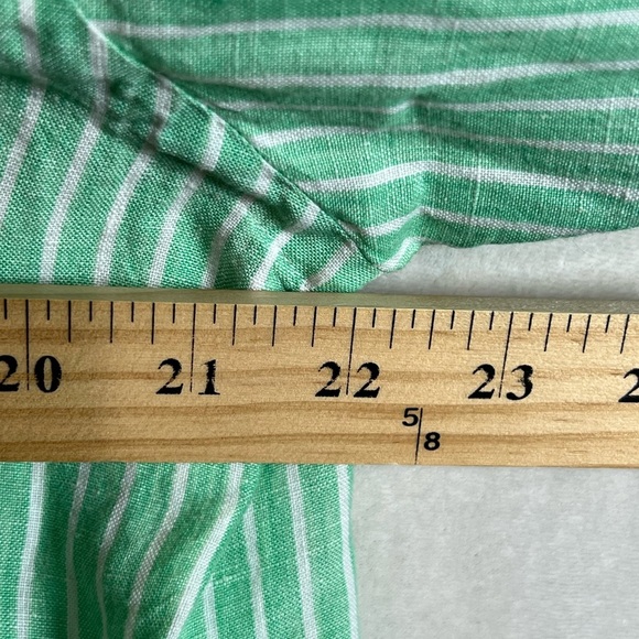 Polo Ralph Lauren Medium 100% Linen Light Green Striped Summer Lightweight Shirt - Picture 7 of 9